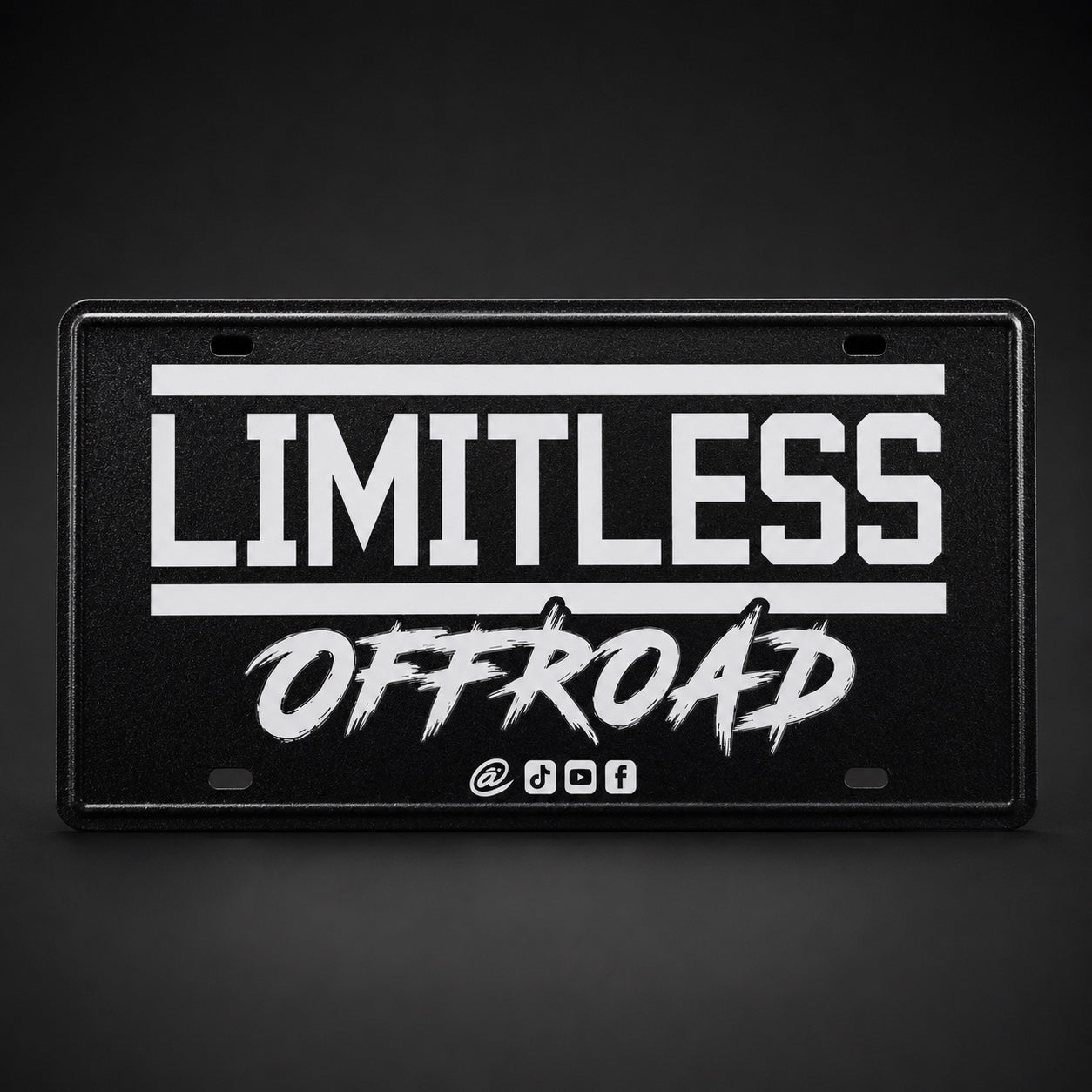 Black and white Limitless Offroad license plate